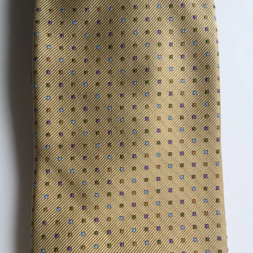 Rooster Mens Neck Tie 100% Silk Yellow Speckled 59